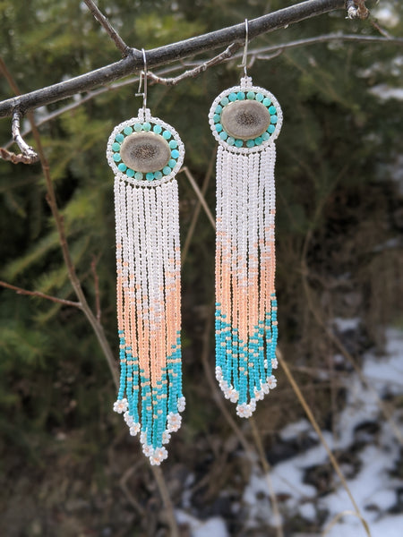 Evangelene Beaded Antler Earrings