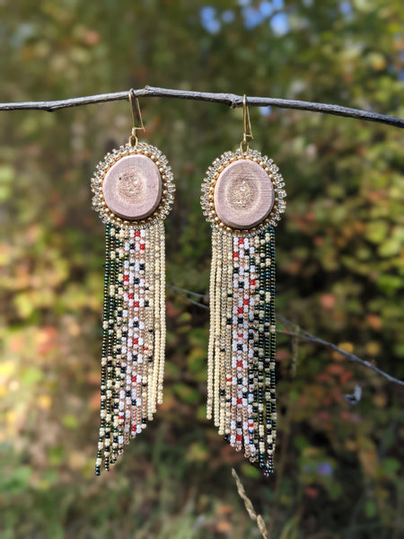 Brown Trout Beaded Antler Earrings