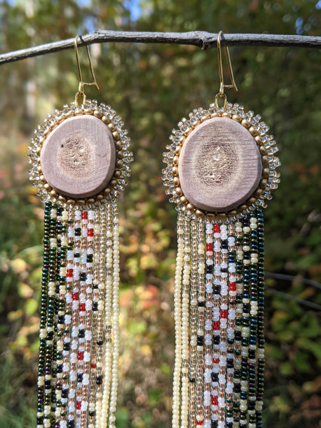 Brown Trout Beaded Antler Earrings